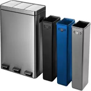 Home Zone Living 16갤런 대용량 주방 쓰레기통 (재활용 3칸 분리) 스테인리스 스틸 실버 총 60리터