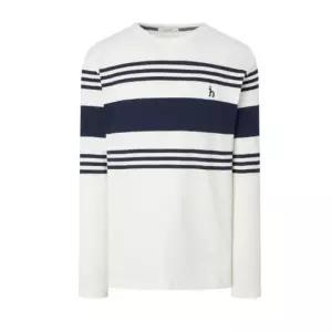 매장정품 HAZZYS 헤지스 [][스테디셀러] 화이트 스트라이프배색 면 긴팔티셔츠 829061