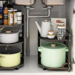 정리대 냄비 후라이팬 보관 주방 수납 코너 2단 (WFKENKQ)