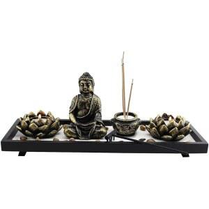 풍수 테이블 탑 젠 가든 부처 바위 갈퀴 모래 캔들 향 버너 홈 데코 선물 (KT00034) USAMJTABLE