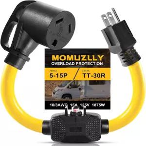 과부하 보호 회로 차단기가 있는 30Am ~ 110RV 전원 어댑터 코드 15Am / 20Am NEMA 515P 남성 가정용