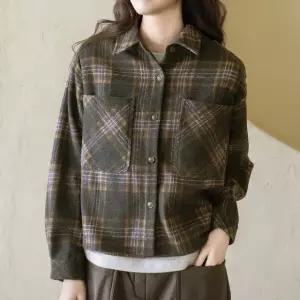 엄마옷 마담4060 내추럴포엠 소프트울체크남방-QBL2601002-