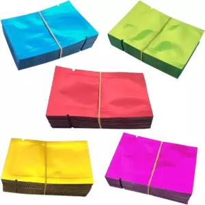 알루미늄 호일 백 500팩 매트 팩 플랫 오픈 탑 리셀레이블 티어 노치 마일라 5 x 7 cm / 2 2.7 인치 색상