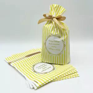 리본 선물포장 봉투 답례품 구디백 옐로우 ST 50매백 간식지 어린이집 비닐 단체 포장지 쇼핑 이쁜