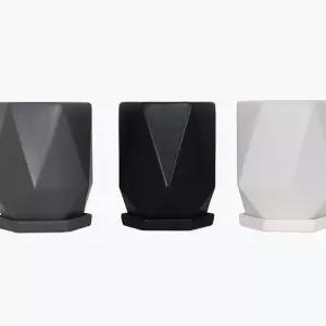 모던레시피 육각 다면체 무광 도자기 화분 13x13cm꽃집 분배 인테리어 정원 원예 베란다 심플한 식물 플라