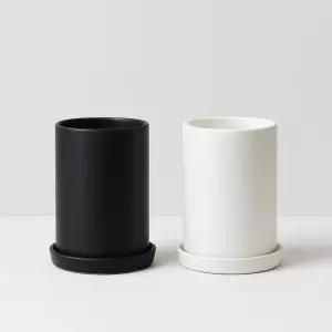 모던레시피 무광 도자기 화분 높은 원형 11x15cm꽃집 분배 인테리어 정원 원예 베란다 심플한 식물 플라워