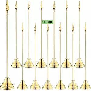 스카이젬 12개 테이블 번호 홀더 12인치 플레이스 카드 악어 클립 금속 스탠드 사진 음식 표지판 생일