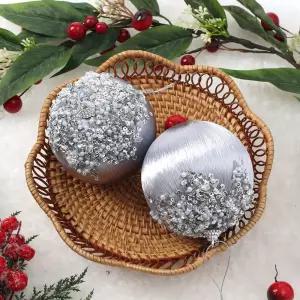 Jdt 장식볼 2p 10cm 실키진주트리악세사리 액세서리 소품 트리볼 크리스마스