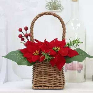 시들지 않는 꽃 크리스마스 포인세티아 바스켓바구니 조화 화분 소품 장식