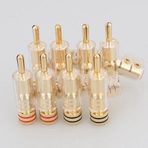 호환 플러그 4Pcs 바나나 45도 각도 커넥터 AV 수신기  스피커 골드용 나사 잠금