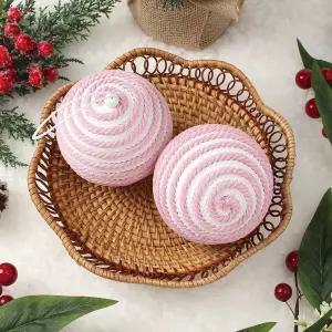 Jdt 장식볼 2P 10cm 화이트 핑크크리스마스 트리 트리볼 악세사리 액세서리 소품