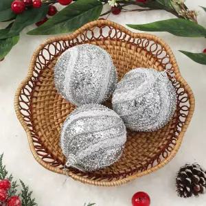 Jdt 장식볼 3p 8cm 레이스회오리크리스마스 트리 트리볼 악세사리 액세서리 소품