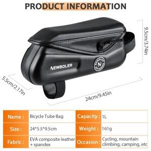 호환 NEWBOLER 방수 자전거 탑 튜브 경량 프레임 팩 내구성 사이클링 산악로드 바이크용