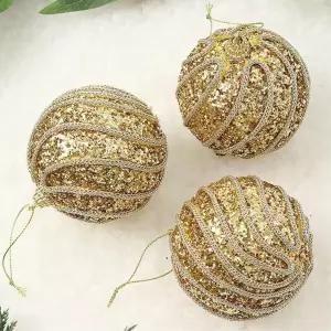 로열골드 장식볼 3p 8cm 샤이니회오리 트리 크리스마스 오너먼트 악세사리 트리볼 성탄절 소품 액세서리