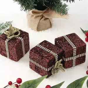 초코브라운 트리 오너먼트 3p 선물상자C 크리스마스 장식 악세사리 성탄절 소품