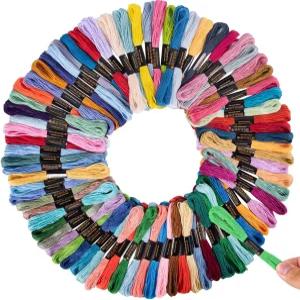 오브타님 150 세인 무지개 색상 자수 치실 크로스 스티치 실로 팔찌 끈 실 공예 제작용 바늘 손 바느질