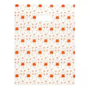 단추 패턴 봉투 - 오렌지 27x37cm 100매/양장/비닐/쇼핑백/포장/선물/용/손잡이/디자인/팬시/예쁜/다용도