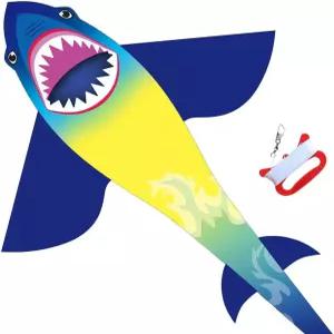 와 성인을 위한 HONBO 대형 상어 연 날기 쉬운 야외 게임을 소년 소녀를 초보 해변 여행 여름을 60미터