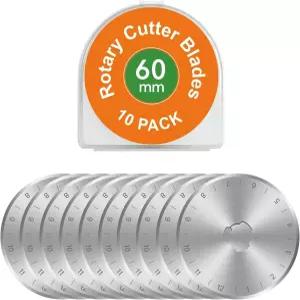 60mm 로터리 커터 블레이드 10팩 SKS-7 스틸 퀼팅 재봉 원단 절단을 위한 날카로운 내구성 교체용 Olfa