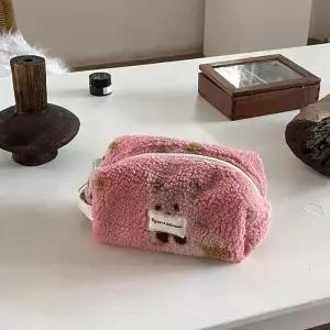 [라일리] Rly 뽀글이 곰돌이 캔버스백이너백파우치 생리대파우치