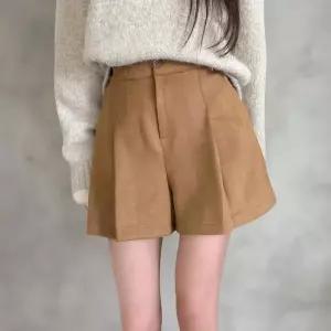 [하프클럽/]여성 스웨이드 아코디언 넓은 하프팬츠