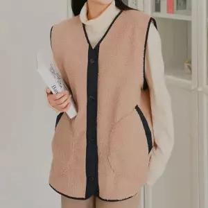[하프클럽/] 도톰한양털배색베스트 WBV925M512 빅사이즈