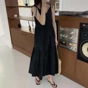 고품질 끈나시 슬리브리스 캉캉원피스 롱원피스 뷔스티에 (WFKEOK9)