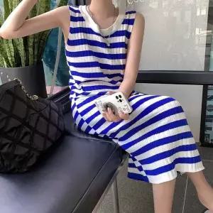 고품질 시원한 블루원피스 바캉스룩 스트라이프 스트라이 바캉스룩 (WFKEOIN)