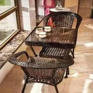 라탄 의자 테이블 세트 루프탑 발코니 베란다 펜션