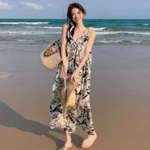 원피스 비치 나염 나염롱원피스 보헤미안 인생샷 (WFKEOSE)