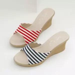 심플 스트라이프패턴 여자 웨지힐 여름 데일리 슬리퍼 WEC8909