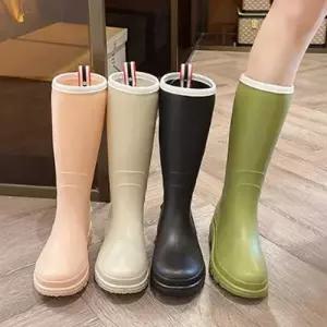 파스텔톤 말랑 롱 레인부츠 장마철 3CM 주방화 작업화 WEC906F