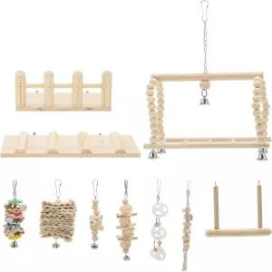 리뉴리바이탈 코카티엘 장난감 새 등반 사다리와 씹는 플랫폼 앵무새 그네 버저리가르 콘큐어 러브 버드