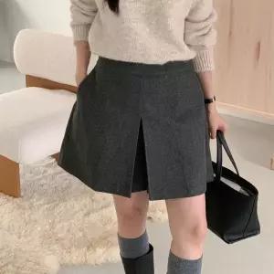 여자 겨울숏팬츠 뒷밴딩 와이드 앞트임 치마바지
