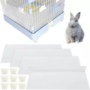 4개의 토끼 배설물 상자 방패 접이식 우리 클리어 배플 쉽고 깨끗한 작은 동물 측면 소변 장벽 게르빌 기니