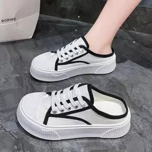 여자 통굽 스니커즈 뮬 뒤꿈치 오픈 키높이 운동화 WEC80CB