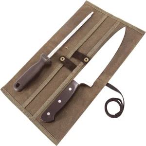 셰프용 더블 나이프 롤 왁스 캔버스 수직 보관 케이스 여행용 휴대용 롤백 셰프 주방 커틀러 액세서리용