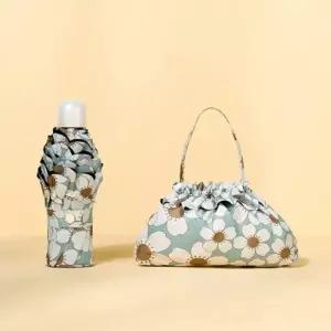 플라워 양우산 양산 우산 미니 초경량 답례품 개업선물 대량선물 핑크골드살대 수동 답례품 파우치포함 미