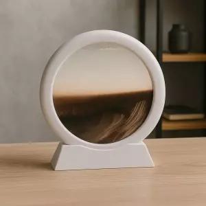 슬로우 모래멍 샌드 아트 액자 화이트 시계형모래그림액자 인테리어 오브제 시계 움직이는