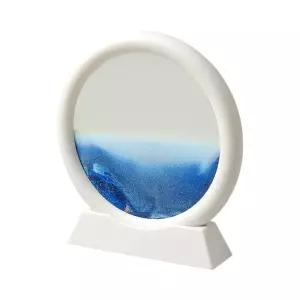 슬로우 모래멍 샌드 아트 액자 화이트 블루 탁상 시계 인테리어 움직이는디자인 장식 그림 움직이는 원형