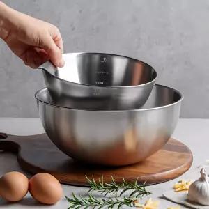 깊은 스텐 믹싱볼 2종세트ㅣ양재기 계량 다라이 양푼 쌀씻는볼 베이킹 물코 스탠볼