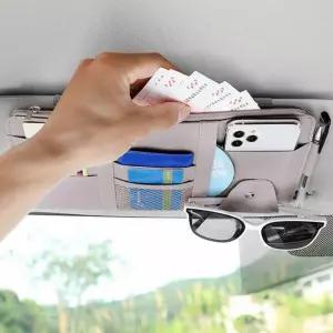 포켓 수납 선바이저 보관함 썬글라스 카드 정리 휴대폰 차량용 선클라스 썬바이저 수납함