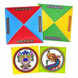 전통종이 딱지 10개입 종이접기 공예 장난감 종이 손수 제작 아기자기 놀이 점 활동 도구