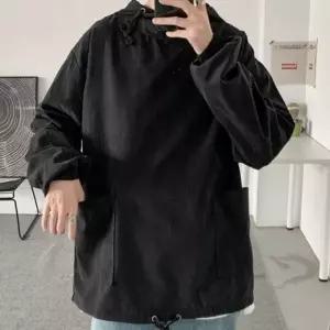 포켓 남자 아노락 무지 오버핏 후드 바람막이 후드티