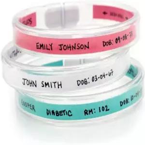 마비스 ID 손목 밴드 50 카운트 여러 삽입 색상이 있는 튜브형 및 방수 병원 팔찌 파티 또는 이벤트