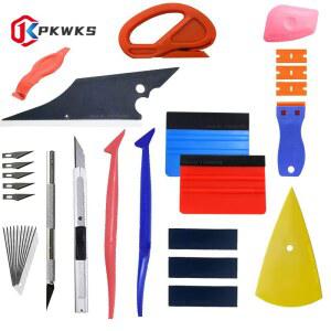 자동차 필름 포장 스틱 유틸리티 나이프 키트 비닐 색조 도구 플라스틱 스크레이퍼 스퀴지 커터 펠트