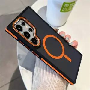 삼성 갤럭시 S24 S23 S22 울트라 플러스 Magsafe 무선 충전 충격 방지 뒷면 커버에 대한 고급 매트 마그네