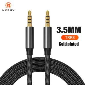 금도금 3.5mm ~ TRRS 4 극 긴 Aux 케이블 (휴대폰 헤드셋 마이크 용) 자동차 음악 HIFI 스테레오 사운드 오
