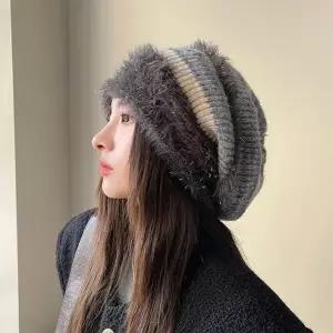 인조 여자 털모자 롱비니 5컬러 겨울 니트 따뜻한 퍼