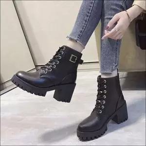 앵클부츠 여자 기모워커 퍼안감 통굽 겨울 레이스업